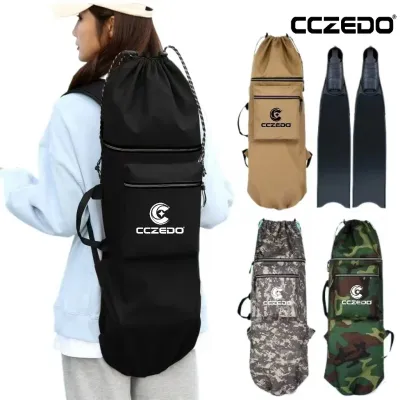 CCZedo 卖家图片展示多种颜色的长脚蹼包，以及一名背包者