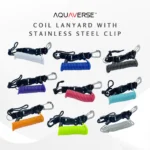Aquaverse Coil Scuba Lanyard with Stainless Steel Clip – Heavy-Duty Retractor for Dive Gear