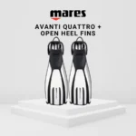 Mares Avanti Quattro Plus Open Heel Scuba Diving Fins with Bungee Strap