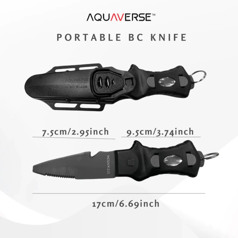 AQUAVERSE BC Dive Knife | Titanium & Stainless Steel