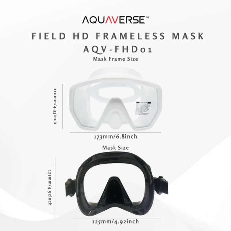 AQUAVERSE Field HD Frameless Diving Mask | Asian Fit Wide View