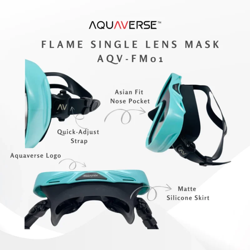 AQUAVERSE Flame FM01 Diving Mask | Asian Fit Wide View