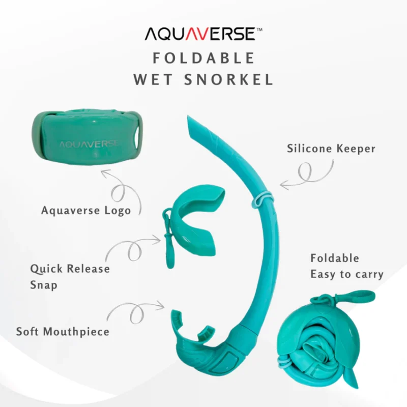 AQUAVERSE Wet Foldable Silicone Snorkel | Scuba Diving & Snorkeling