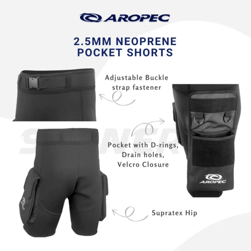 AROPEC 2.5mm Neoprene Wetsuit Tech Shorts | Cargo Dive Pants