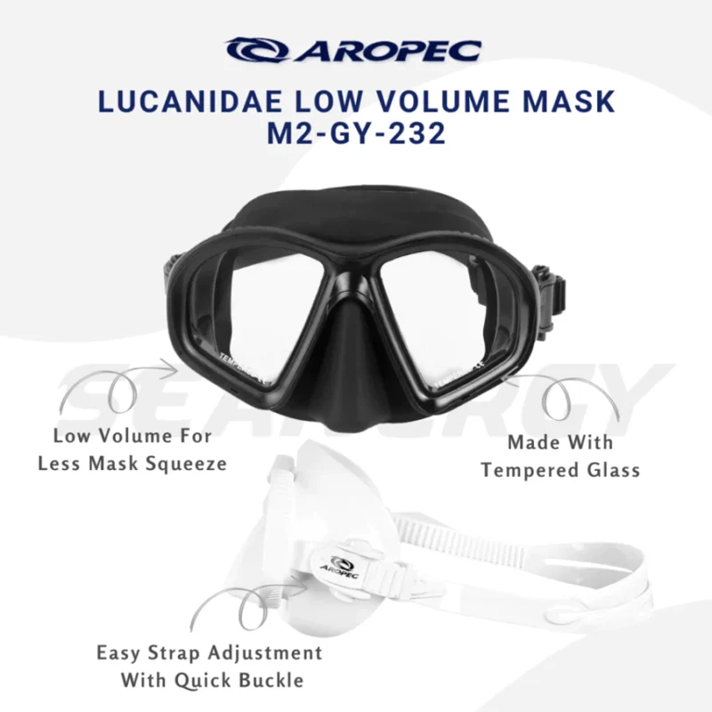 AROPEC Lucanidae Freedive Mask M2-GY232 | Low Volume Spearfishing Mask