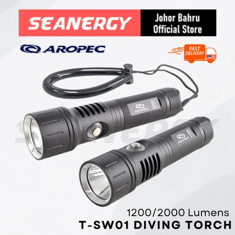 AROPEC T-SW01 Dive Torch 1200/2000 Lumens | Scuba & Freediving Light