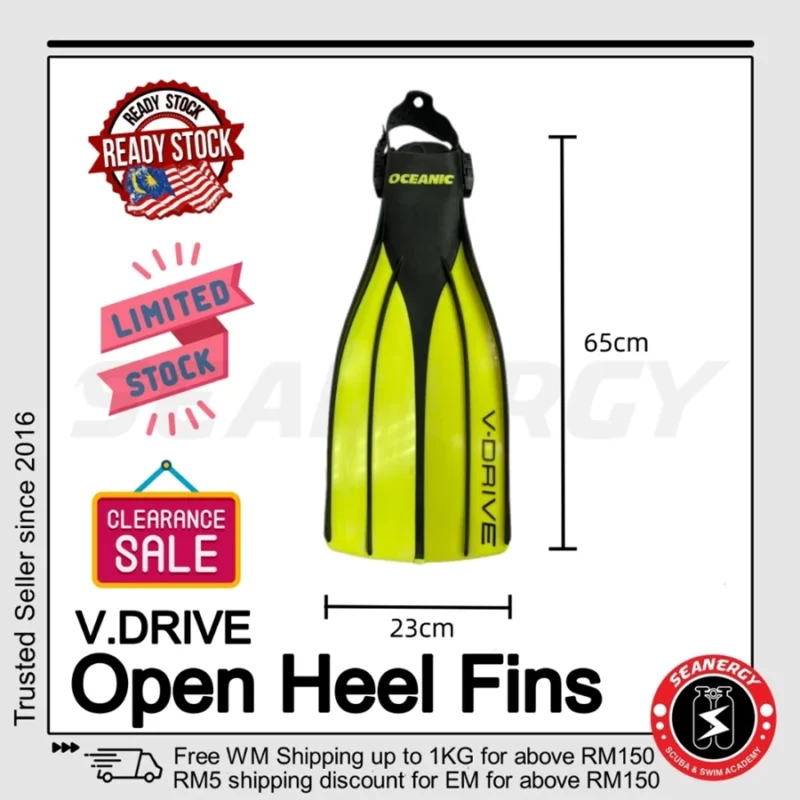 【Clearance】OCEANIC V Drive Open Heel Scuba Diving Fins