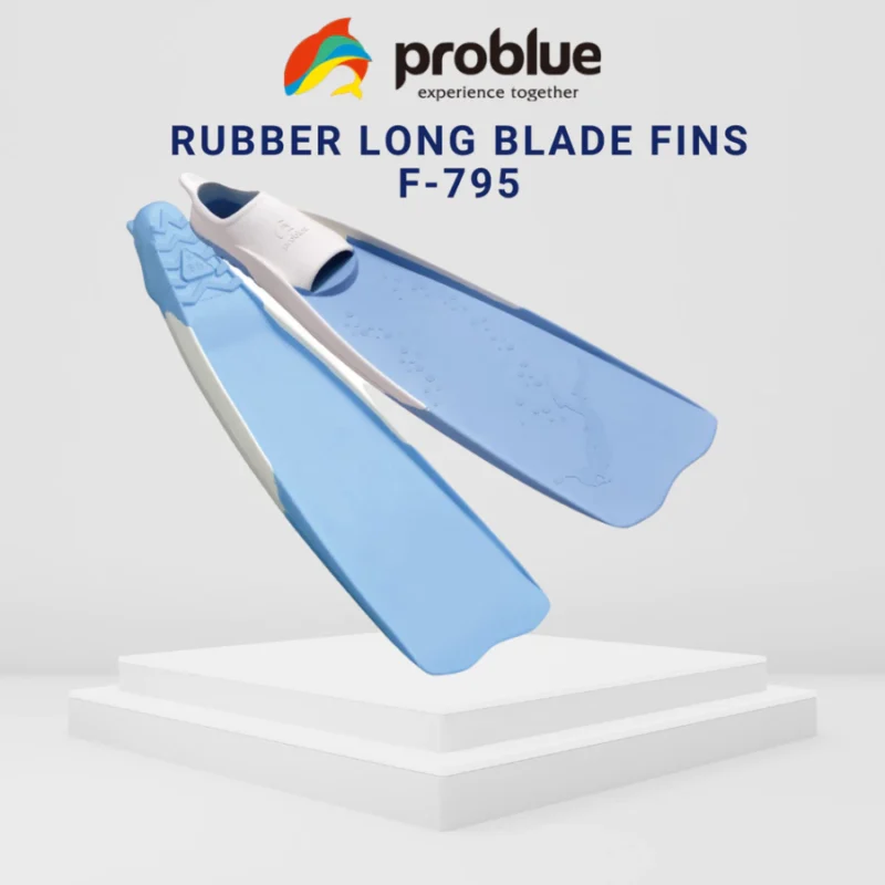 PROBLUE F795 Rubber Long Blade Fins | Freediving & Scuba