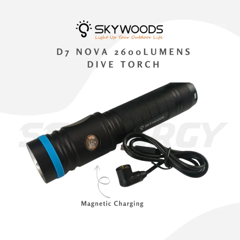 SKYWOODS D7 Nova Dive Torch | 2600 Lumens Spotlight for Scuba Diving