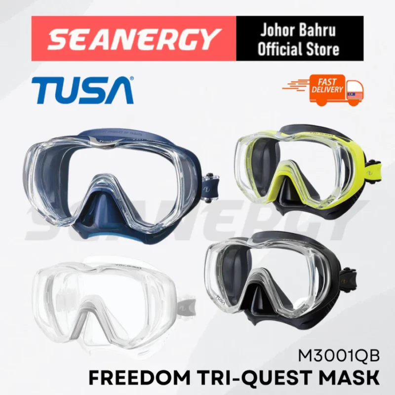 TUSA Freedom Tri-Quest M3001 Mask | 3-Window Panoramic Diving Mask